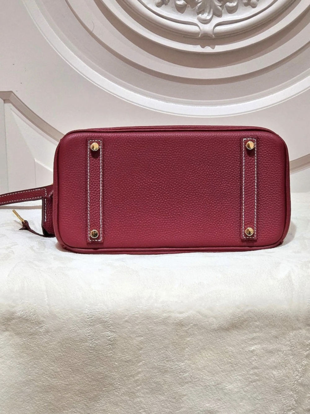 Structured Satchel in Deep raspberry. - Picture 8 of 11